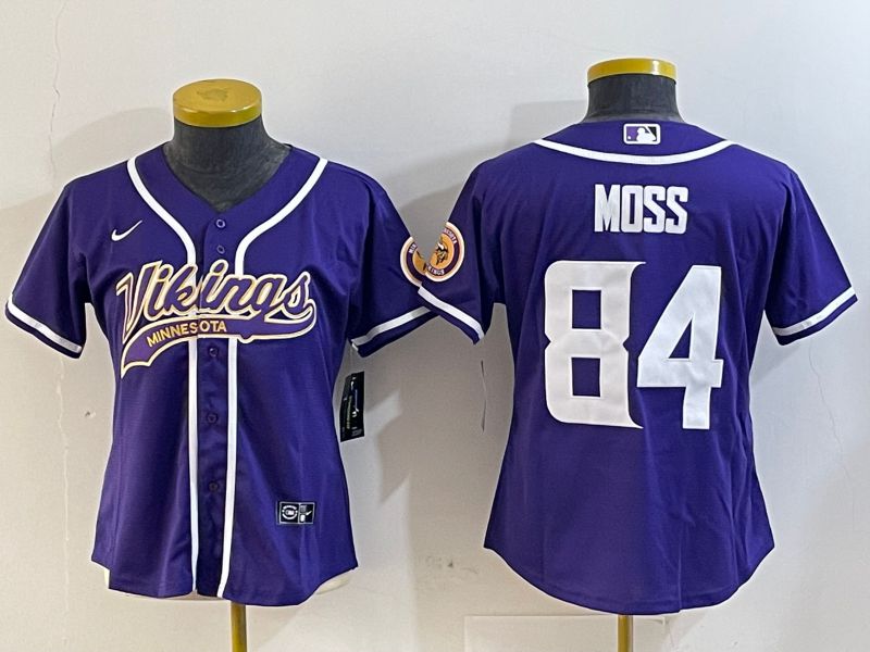 Women Minnesota Vikings #84 Moss Purple Joint Name 2024 Nike Limited NFL Jersey style 2-0